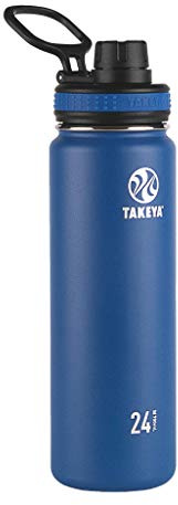 Takeya Originals 24 oz Vacuum Insulated Stainless Steel Water Bottle - Leakproof & BPA-Free Spout Lid - Keeps Drinks Cold 24 Hrs/Hot 12 Hrs - Double-Wall Design - Ideal for Active Lifestyles, Navy