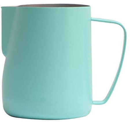 HEMOTON Milchkännchen aus Edelstahl Milk Pitcher Milch Aufschäumen für Cappuccino Latté Milchschaum Cafe Art Aufschäumkännchen (Grün, 600Ml)