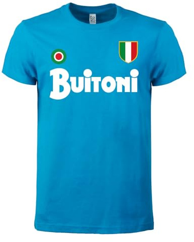 PRS - T-Shirt Primo Scudetto Napoli 1987/88,Maglietta ricordo Vintage Primo Scudetto del Napoli, Maglietta da Stadio,Sport,Idea Regalo,Festa del Papa' (IT, Testo, S, Regular, Regular, Azzurro)