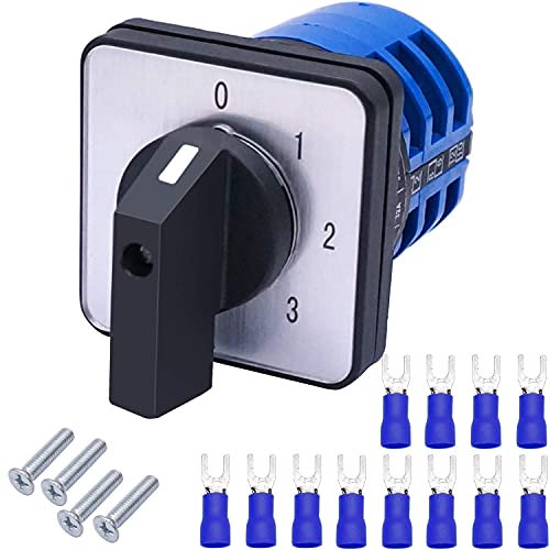 Taiss Universal Selector Changeover Switch 32A 690V 4 Position 12 Terminals Latching Rotary Cam Switch + SV2-4s Blue Connection Terminal LW26-32 0-3/3