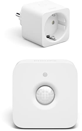 Philips Hue Pack avantagé avec 1 prise intelligente Hue pour les Pays-Bas et l'UE (type F) et 1 Détecteur de mouvement Hue pour l'intérieur - Hue Accessories