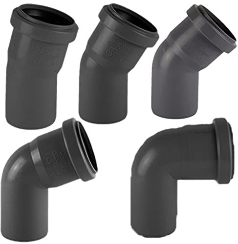 HT Bogen Winkel 30° Grad Verbinder für Rohr Außendurchmesser 75mm 7,5cm DN75 DN70 mit Steck Muffe + Gummi Dichtung Abwasser Abfluss Leitung Kunststoff PP grau Kanalrohr Fitting HTB