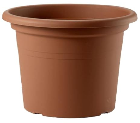 Decor Space Vaso tondo in plastica Cilindro Basic colorato per giardino piante e fiori (Made in Italy) Terracotta 40 cm