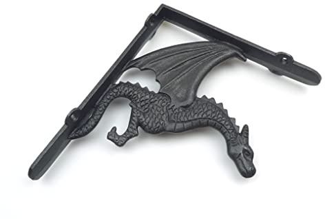 1 Paar Regalhalterungen aus Gusseisen mit geflügeltem Drachen – 180 mm x 210 mm