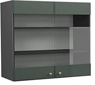 Vicco Mobile da cucina in vetro Fame-Line, Verde-oro rustico, 80 cm, per la combinazione con altri moduli della serie Fame-Line