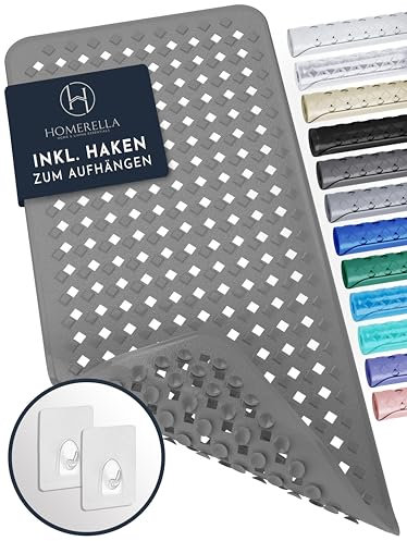 homerella® Badewannenmatte rutschfest 88x39cm, INKL. HAKEN, Rutschfeste Badematte BPA frei, Duschmatte rutschfest, Antirutschmatte Badewanne, Rutschmatte Badewanne, schimmelresistent&maschinenwaschbar