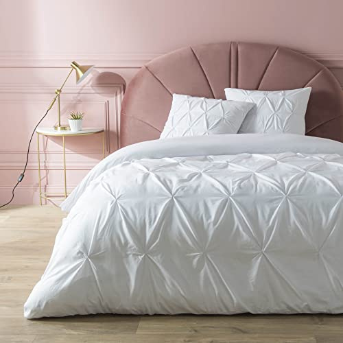 Douceur d'Intérieur, Parure de Lit 3 Pièces (240 x 220 cm) Heloise Blanc, 100% Coton