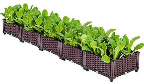 Hochbeet, rechteckige erhöhte Pflanzbox mit selbstbewässerndem Design, Pflanzgefäß für Pflanzgefäße im Rattan-Stil im Innen- und Außenbereich,200x40x23cm