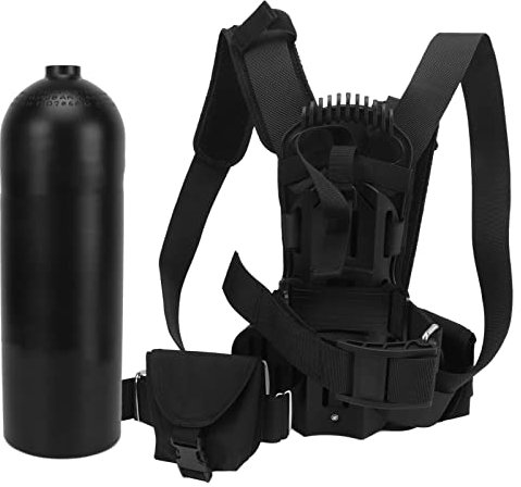TOPINCN Mochila con Soporte para Tanque de Buceo, Cilindro de Oxígeno de Aluminio de Aviación Fácil de Llevar, Hebillas de Liberación Rápida, Mochila con Tanque Estándar para Nadar (4L)