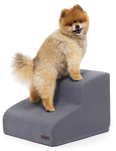Lesure Escalera para Perros y Gatos - Escalera para Perros y Gatos | Escalera para mascotas de 33D de esponja de alta densidad, antideslizante,rampa para perros con funda extraíble para cama