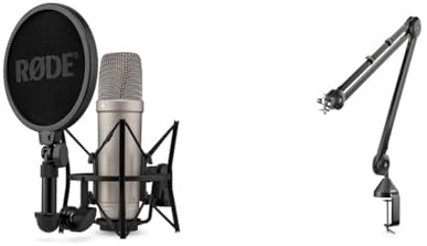 RØDE NT1 5 Generation Großmembran-Kondensatormikrofon & PSA1 Rundfunk-Gelenkarmstativ, Schwarz