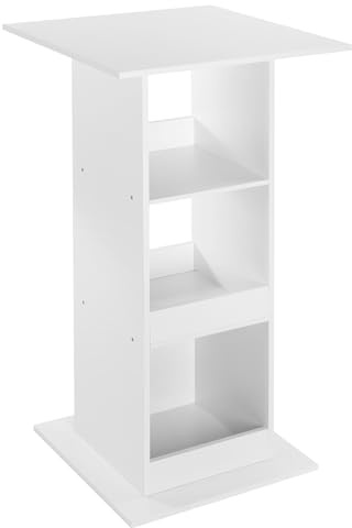 WOLTU Mesa de Bar Cuadrada, Mesa Bistró con 3 Estantes de Almacenamiento, para Cocina, Mesita Auxiliar para Salón y Comedor, 60x60x109cm, Blanco
