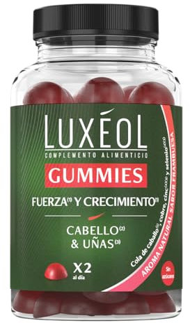 LUXÉOL - Integratore Alimentare Gummies - Forza & Crescita Capelli - A Base Di Equiseto - Gusto Lampone - Prodotto in Francia - Programma di 1 mese - 60 Caramelle Gommose