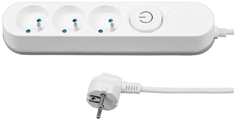 ITENSE - Bloc multiprise 3 Prises - 16A - Interrupteur à Pied - Câble HO5VV-F 3G1mm² - Blanc - 1m - 230V - 3680W