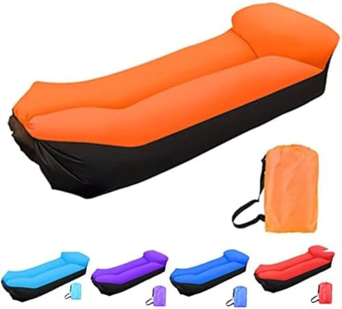 Erwachsene Luftsofa Kinder, Luftliege OutdoorWasserdichtes Aufblasbares Sofa, Campingsessel Aufblasbar Strandsack Luft Airlounge Klappbare Gartenliegen,Orange,Bonny369