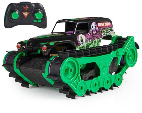 Monster Jam, Official Grave Digger Trax All-Terrain Remote Control Outdoor Vehicle, 1:15 Scale, Kids Toys for Boys and Girls Ages 4 and up