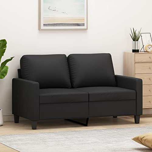 SECOLI Kunstleder Sofa 2-Sitzer Klein für Wohnzimmer/Schlafzimmer/Büro/Wohnung - Schwarz, 120cm