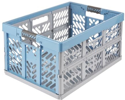 keeeper Robusta Scatola Professionale Pieghevole con Manici Soft-touch, 54 x 37 x 28 cm, Ben Eco Line, Blu (Eco Sky Blue)