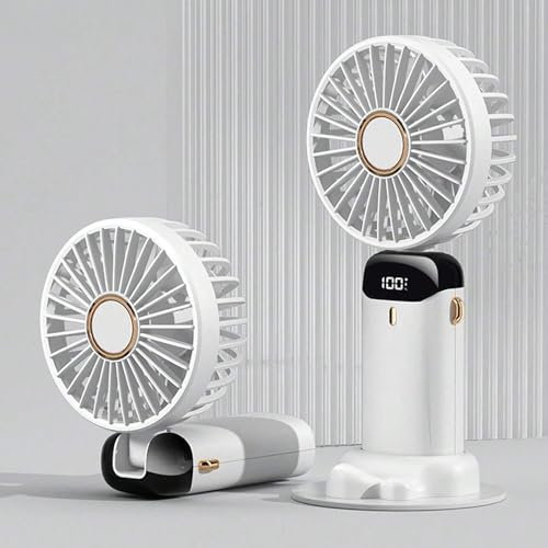 BullTek Ventilador portátil recargable USB, articulado y plegable, de mesa y de cuello, mini ventilador USB con 5 velocidades, silencioso y compacto para casa, oficina y viajes (blanco)