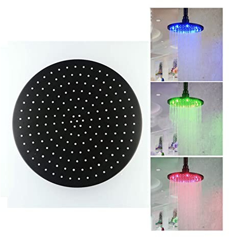 shower head Shower Head 12 inch Rain Shower Head Led Round Rainfall Shower Head Stainless Steel High Pressure Fixed Shower Head Anti-Clogging Silicone Nozzles Temperature 3 Color Changing,Gree shower