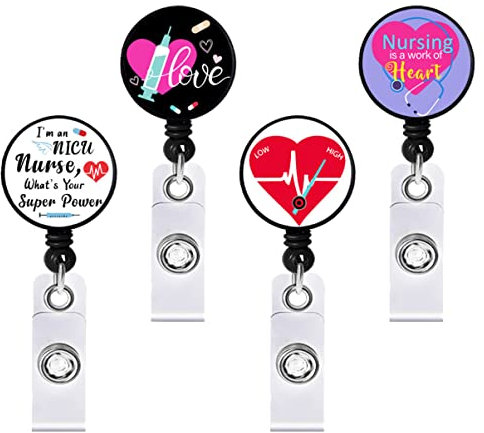 SHOWERORO 4stücke Retractable Badge Reel Für Ärzte Und Einstellbare Ausweishalter Mit Clip Für Namensschilder Für Seminare Konferenzen Und Veranstaltungen