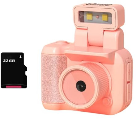 Okeeyseda 32 GB CMOS Digital Mini Reflex Style-kamera med blixt och laddningsstation, bärbar DV 1080P videobandspelare med LCD C-skärm
