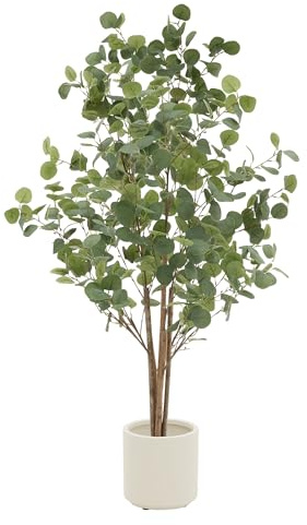 ML-Design Eucalyptus Artificiel 150 cm Décoratif, Plante Verte Grande avec Tronc en Bois Naturel, Fausse Plante en Pot, Déco Aspect Naturel, Arbre pour Intérieur/Extérieur Chambre Balcon Salon Bureau