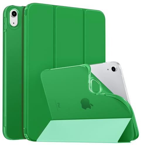 MoKo Case for New iPad (A16) 11th Generation 2025/10th Gen 2022, iPad 11/10.9 Cover Soft TPU Translucent Frosted Back Cover Slim Shell Protective with Adjustable Angles, Auto Wake/Sleep, Forest Green