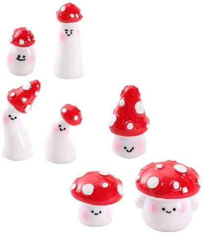 CIMAXIC Mini Ornements De Champignons en Résine 7 Pièces Accessoires De Jardin De Champignons Figurine De Champignon Décor Décorations De Champignons Bonsaï