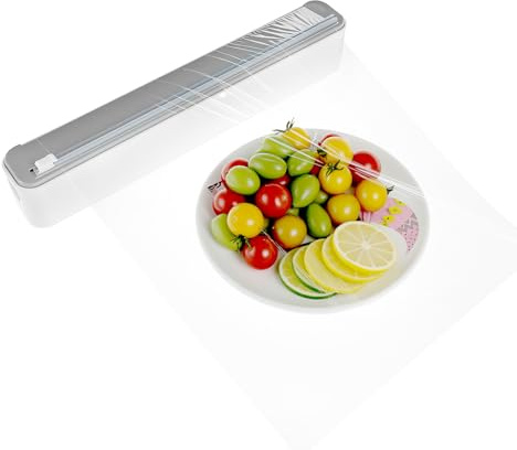 QWORK® Magnetischer Frischhaltefolienspender, Folienspender mit Schneider, Wandmontage-fähig Folienschneider mit 50M Frischhaltefolie