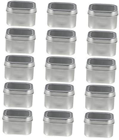 Homoyoyo 15pezzi Fifteen Square Metal Tins with Window Lids Tins for Candle Making
