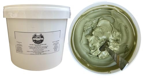 Crema di Pistacchio al 40% - Dolce Spalmabile e Artigianale - Trasformata in Italia - da 5 Kg in Secchiello - Per Panini, Dolci e altre ricette - Ideale per Bar, Ristoranti e Utenze