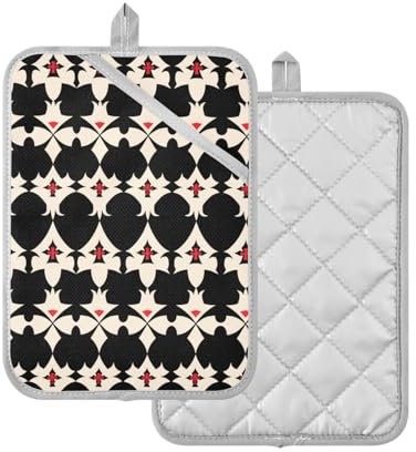 Presina resistente al calore con croce maltese bianca rossa e pesca, per cucina, con tasca, confezione da 2