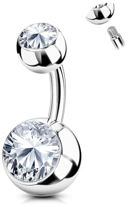 AceFun Bauchnabelpiercing,Bauchnabelpiercing silber 925 Echt Sterling Silber Bauchnabel piercing Bar 6mm 8mm 10mm 12mm 14mm Kurzes Bauch piercing für Frauen Nabelpiercing Piercing Schmuck