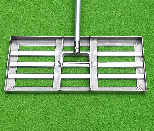 Rastrello livellatore per prato da golf, rastrello livellatore per erba in acciaio inossidabile con manico lungo, livella facilmente il terreno o le superfici del terreno sterrato - Adatto per il li