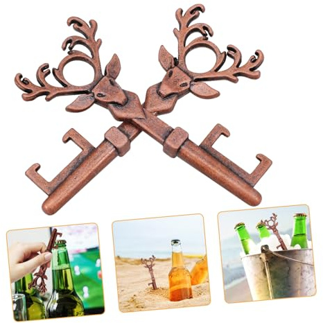 Ipetboom 3Pcs Deer Head Shaped Beer Opener Vintage Christmas Bottle Opener for Parties Picnics Bars Zinc Alloy Cap Remover