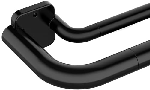GXOACKJ Double Curtain Rods for Windows 72-144 inch, 1 Inch Black Adjustable Around Heavy Duty Decorative Drapery Rod For Room