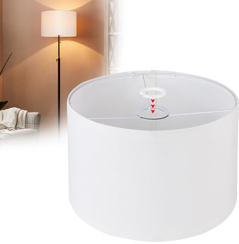 EFUTURETIME E14/E27 Pantalla para Lámpara Cilíndrica H20 X Ø 30 cm de Lino Natural para Lámpara de Pie, Techo, Pared, Mesa, Mesita de Noche, Apliques, Blanco