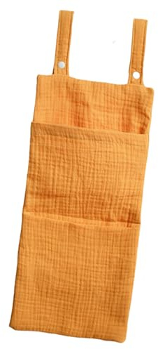 MARCBUSE Bolsa colgante de almacenamiento para pañales de cama con compartimento dividido, tela de algodón suave para organización de guardería, organizador seguro para colgar cuna de bebé