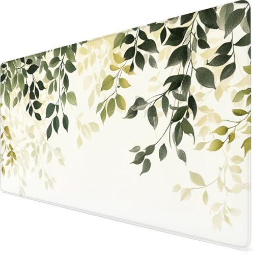 Tapis de Souris XXL 900x400x3mm Tapis de Souris Beige Mouse Pad Feuille Améliore la Précision et la Vitesse, Antidérapant Étanche, Bords Cousus, Accessoires Gaming, Ordinateur, Cadeau Homme Y7-982