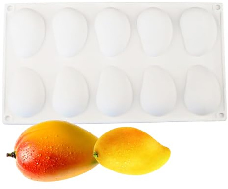 Molde de Silicona 3D con Forma de Mango,Gloryit Molde de Silicona para Pasteles con Forma de Mango y 10 Cavidades,Adecuado para Gelatinas,Tartas de Mousse,Helados,Chocolates Caseros.