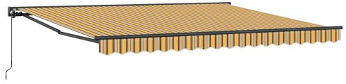 Infällbar markis gul och grå 400 x 300 cm, UV-skydd terrasstak för utomhusbruk, manuellt väggfäste av metall
