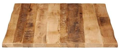 Eleganz Tavolo massiccio in legno di mango grezzo con finitura naturale, 100 x 80 x 2,5 cm, bordo rustico per cucina, soggiorno o ufficio, durevole e sostenibile