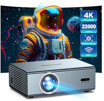 [Electric Focus] 4K Support Projector with WiFi6 and Bluetooth 5.3, Outdoor Projectors for Outside Video Use, OWNKNEW Gaming Movie Proyector, Auto Keystone Correction