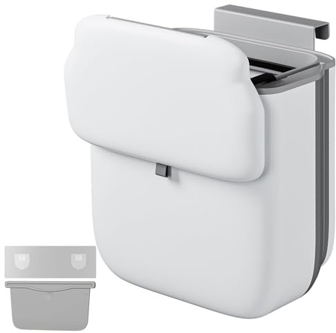 Colgante Cubo de Basura Cocina Plegable 10L Impermeable con Tapa | Cubos de Basura PP+TPA, Papelera Cocina Bajo el Fregadero para Camping, Coche, Caravana, Baño, Oficina, Dormitorio, Armario