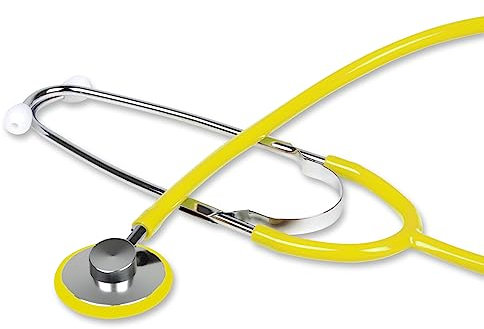 GIMA - Stetoscopio Fonendo TRAD, Adulti, Colore Lira Giallo, Padiglione Ø 43,5 mm, Latex Free, Dispositivo Medico CE