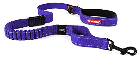 EzyDog Zero Shock Dog Leash - Shock Absorbing Bungee Leash for Dogs That Pull or Excite - Dual Handle and Reflective for Large, Medium, or Small Dogs (48-Inch, Purple)