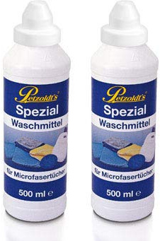 Petzoldt's 2 x 500 ml Spezial Waschmittel für Microfaser-Poliertücher die zur Fahrzeugpflege verwendet Werden, Microfaserwaschmittel