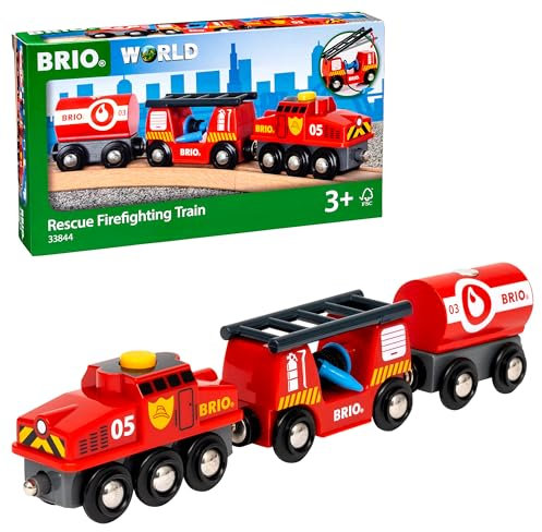 BRIO World Fire & Rescue Rescue Fire Toy Train for Kids Age 3 Years Up