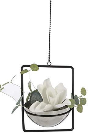 Casablanca Hängeampel Pflanzschale mit Rahmen Metall Edelstahl Blumentopf Vase Deko 27x22 cm
